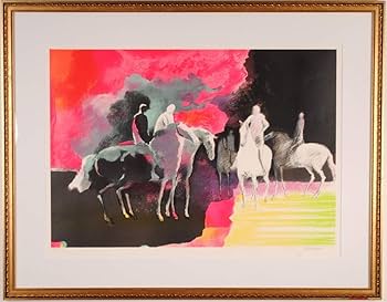 Amazon.co.jp: 馬 絵画 リトグラフ 版画 ポール・ギヤマン 「5頭